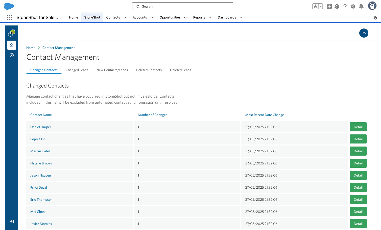 Contact Management - Changed Contacts