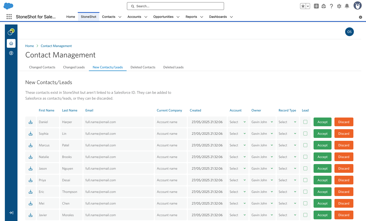 Contact Management - New Contacts/Leads