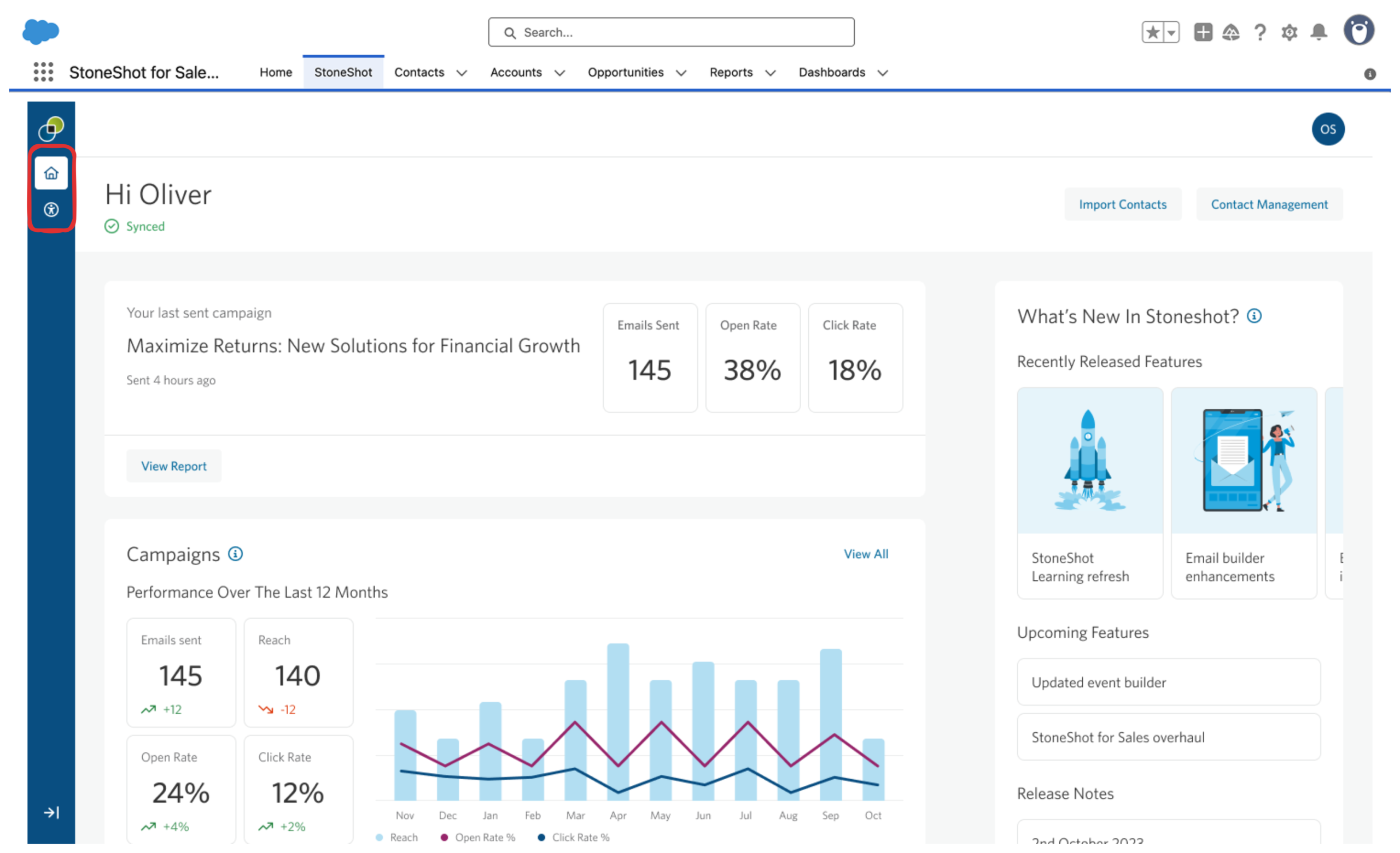 StoneShot Integration for Salesforce navigation