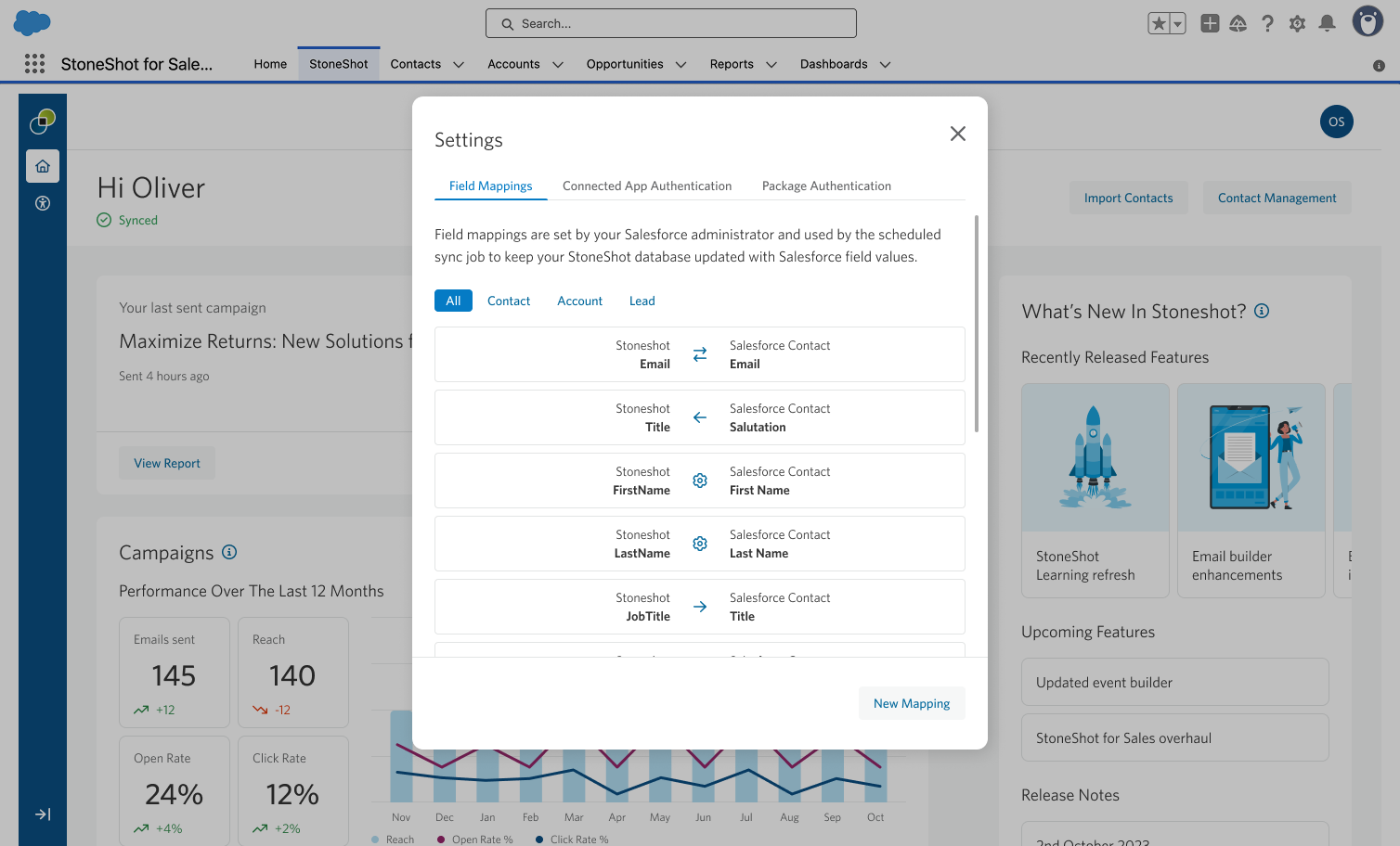 Field mappings modal