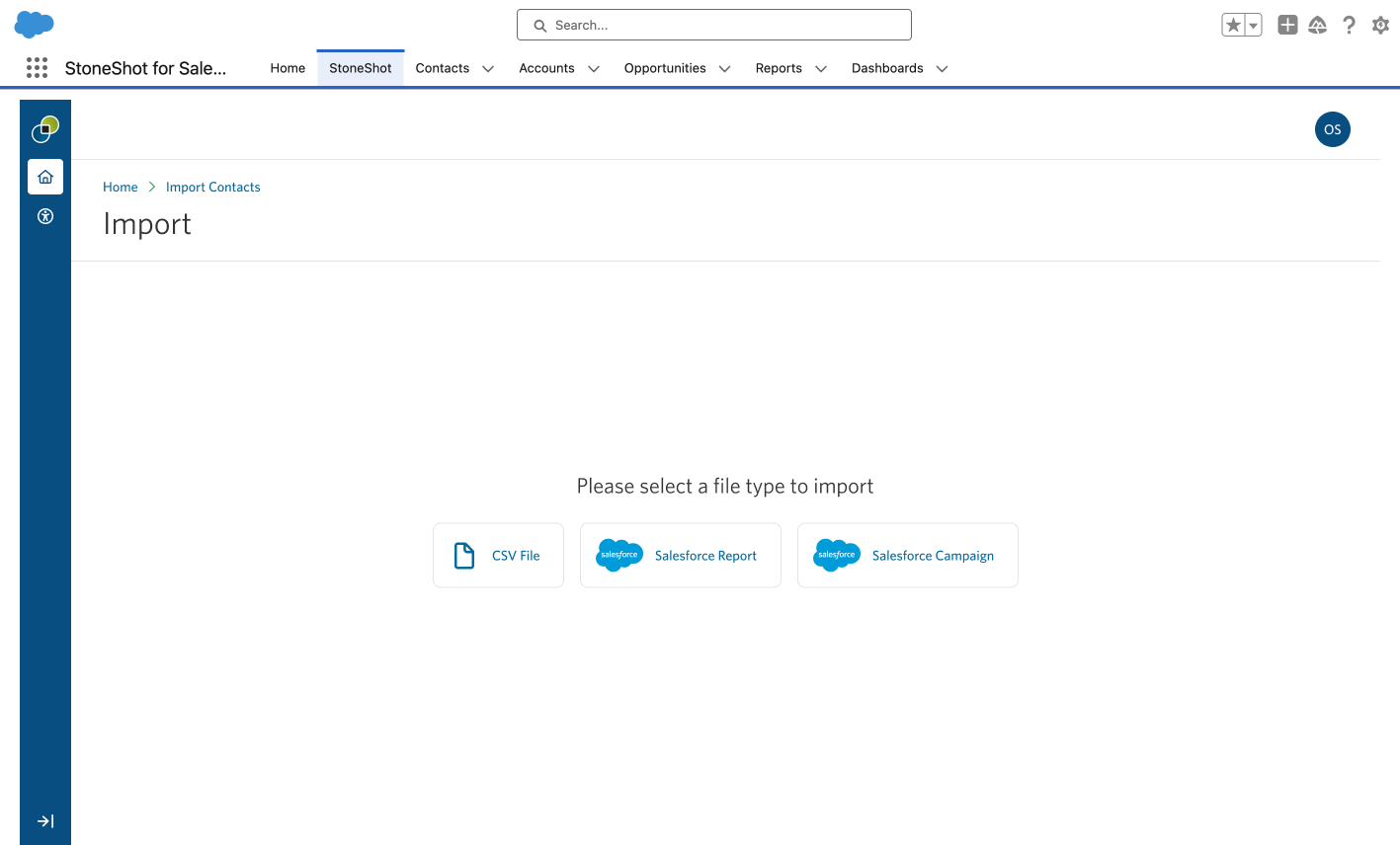 Import contacts in the StoneShot Integration for Salesforce