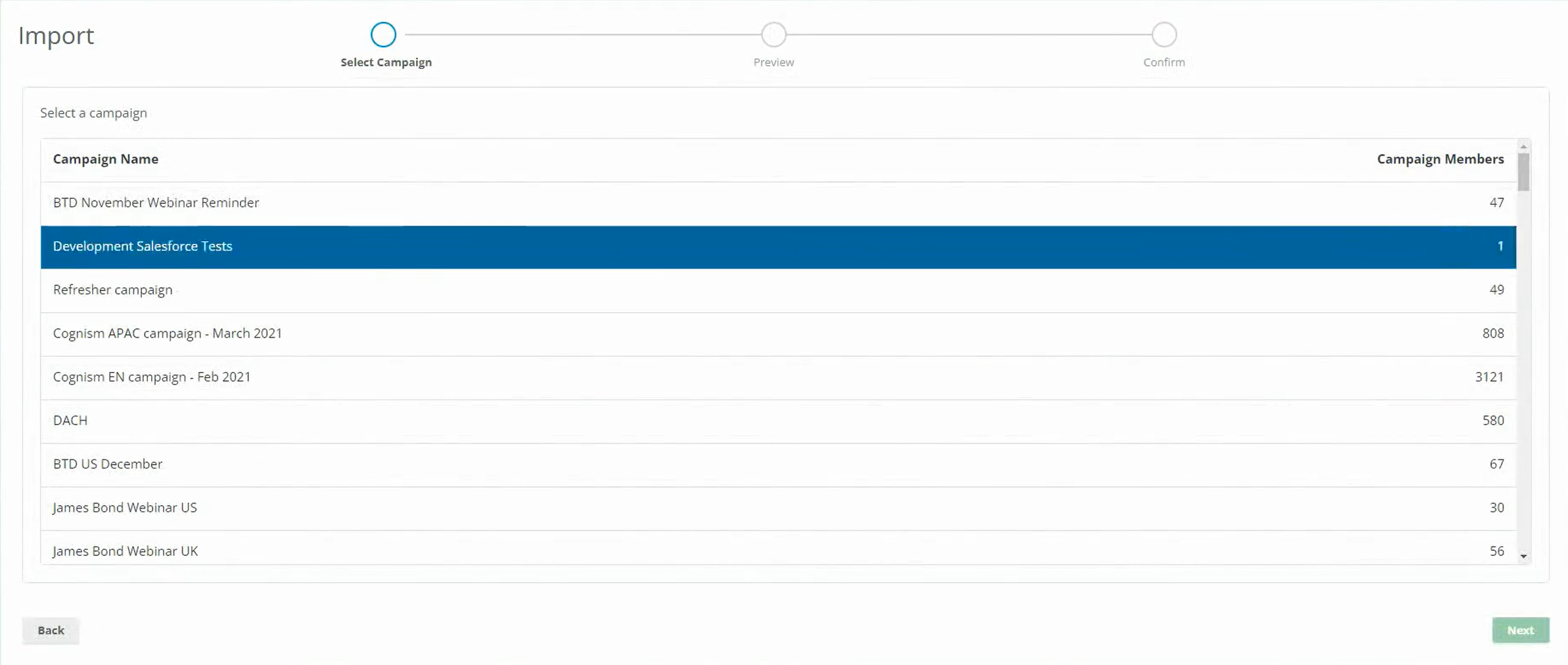 Import Salesforce Camapign