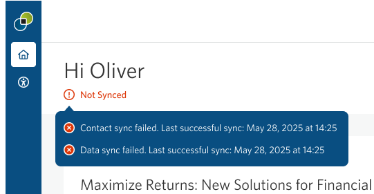 Sync status indicator in StoneShot Integration for Salesforce