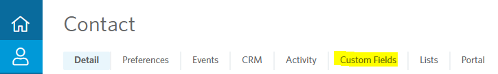 Image of the contact details page highlighting the 'Custom Fields' section.