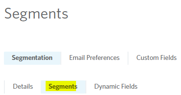 Image of the Segmentation page highlighting the Segments tab.
