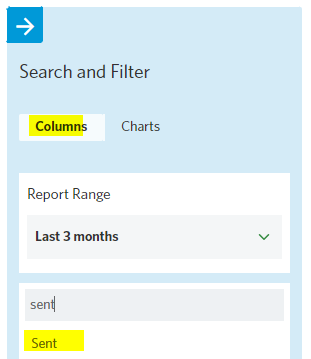 Image of the 'Search and Filter' tab highlighting the 'Columns' section in StoneShot.