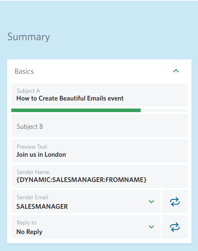 Image showing dynamic sender information on an email.