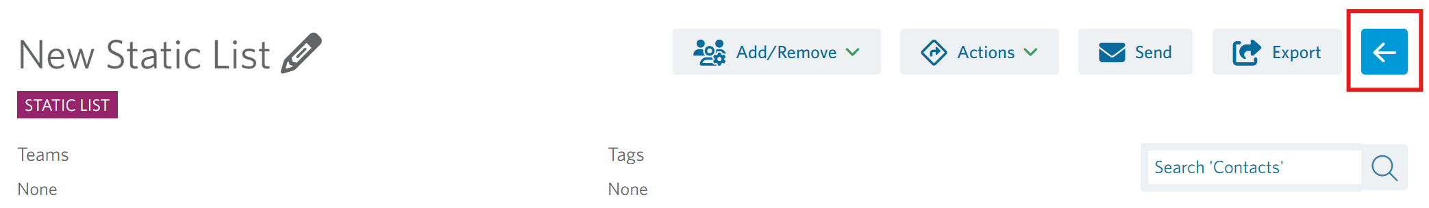 Image of the 'Search and Filter' button on the List summary page in StoneShot.