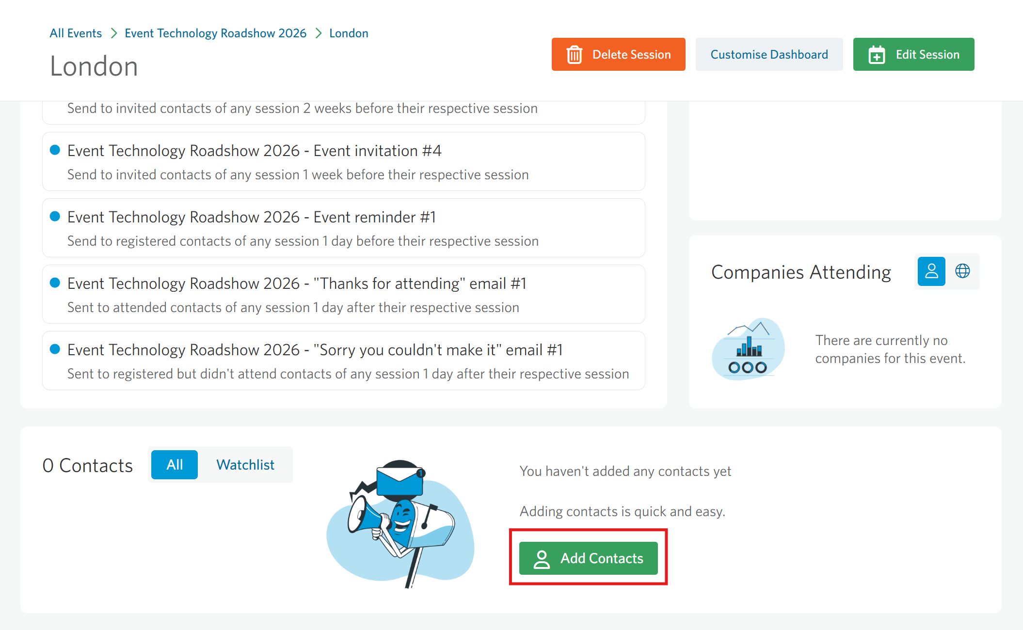 Add contacts to event