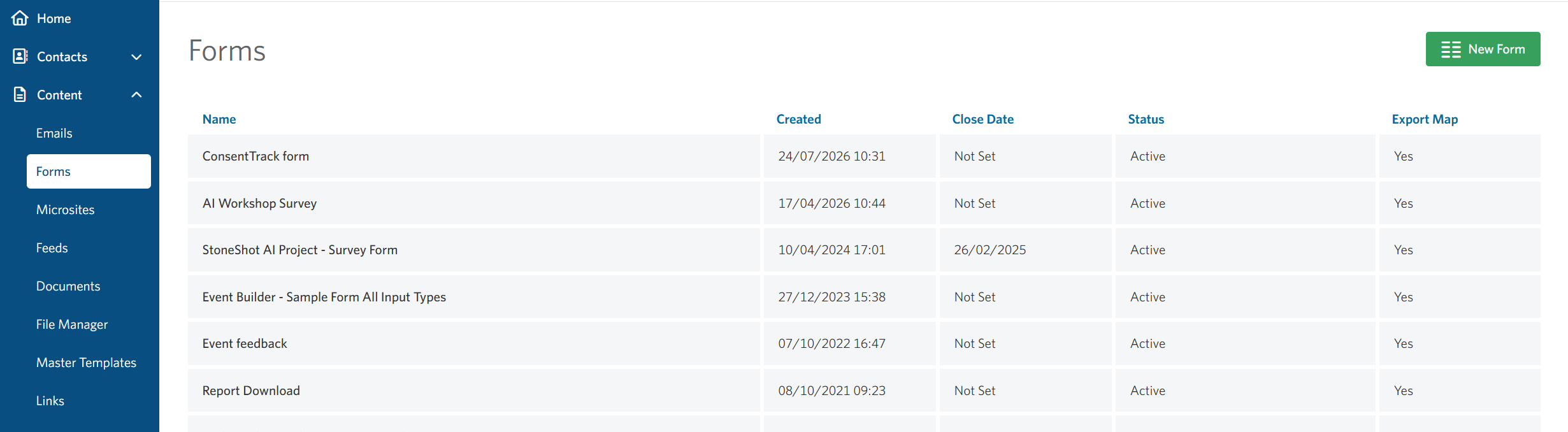 Form Summary Page
