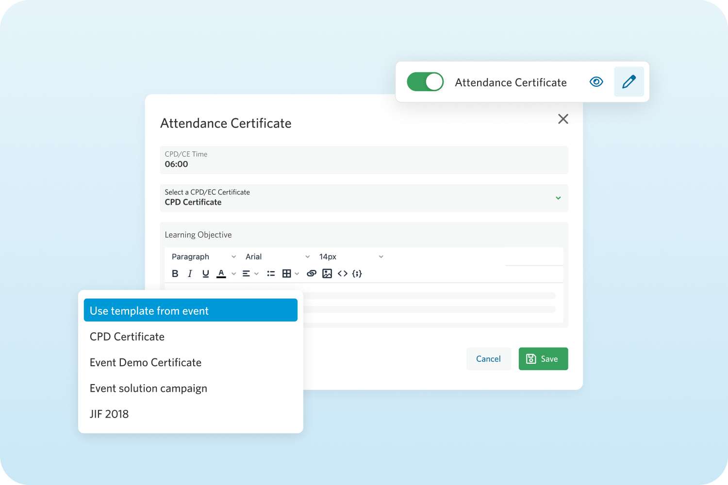 Attendance certificates